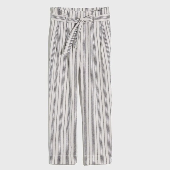 Madewell Linen Cotton Striped High Waist Paper Bag pants - Picture 4 of 8